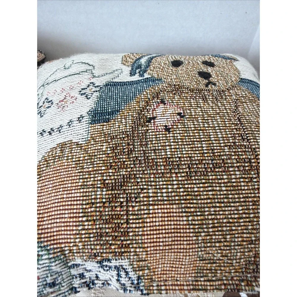 Vintage Teddy‎ Bear Tapestry Pillow Set 5x5 Hanging Wall Decor Cottage